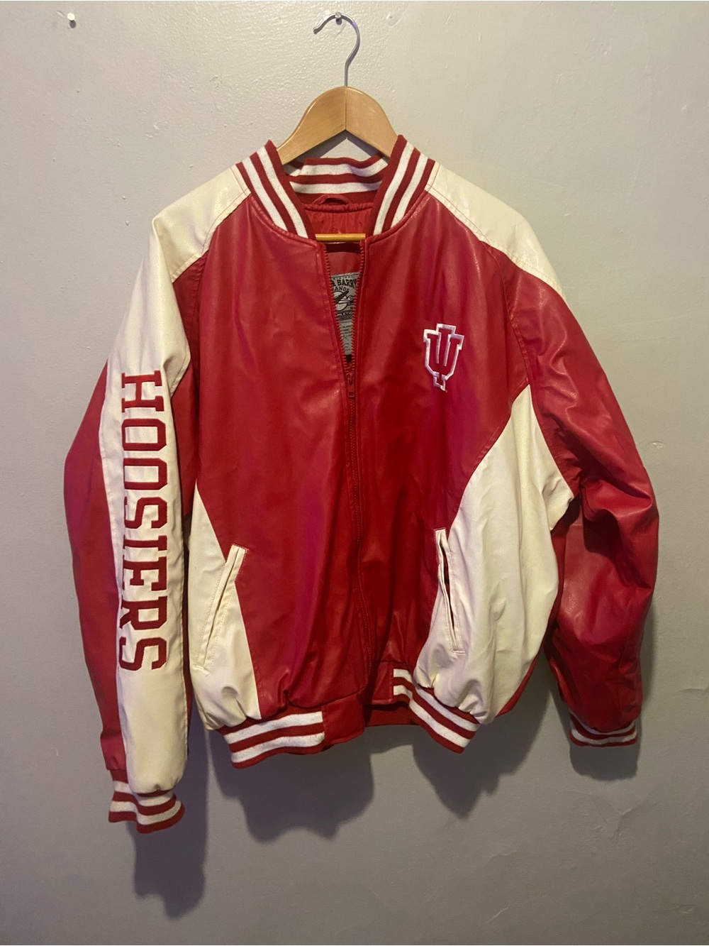 Steve & Barry's Red and White IU Varsity Bomber Jacket